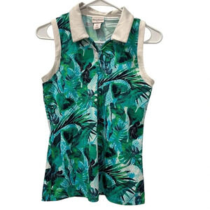 Tommy Bahama 1/4 Zip Sleeveless Tropical Golf Polo Shirt Womens Size Small